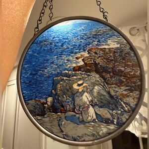 Vintage The South Ledges Smithsonian Stained Glass Hanger